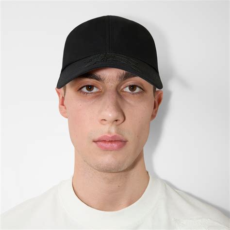 Cotton Blend Baseball Cap in Black 